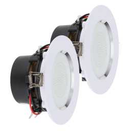 GT Gear GTG-C31LED 4" 10cm 8Ohm 2x60w RMS Waterproof Celling Speakers / 6500K Pure White Light LED Downlighters Pair
